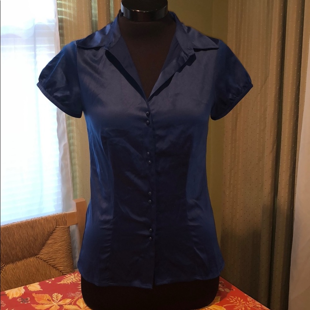 Ann Taylor Blue Bottom Down Blouse
